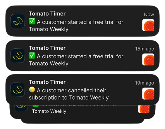 Push notifications showing new subscriptions and cancellations